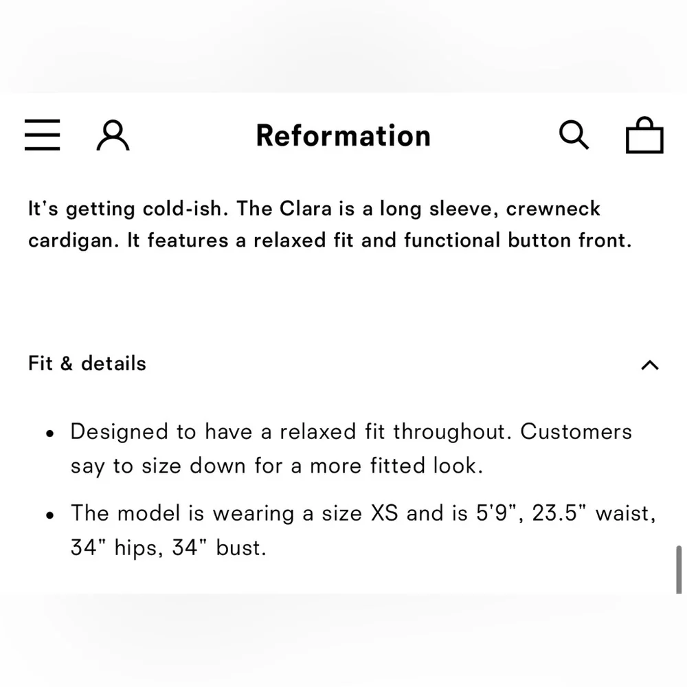 NWT Reformation Clara Crew Cardigan in Black Size Small - Picture 7 of 10